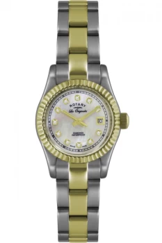 Image of Rotary LB08151-41-X Womens Verbier Diamond Two Tone Bracelet Wri Colour - Gold Tone