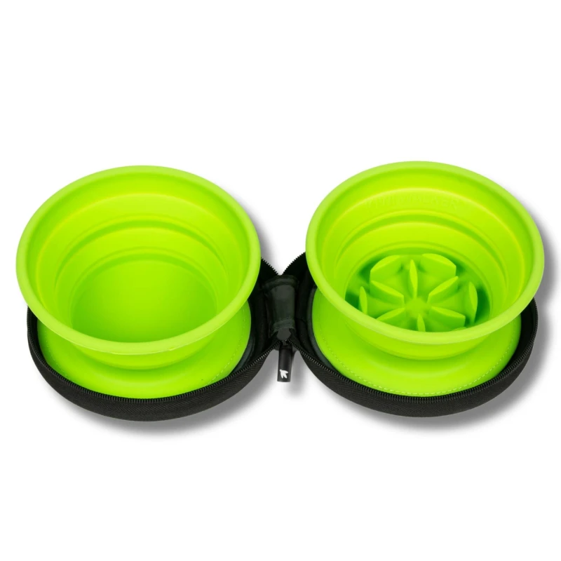 Image of Kiwi Walker Double Travel Bowl With Slow Feeder Green unisex One Size