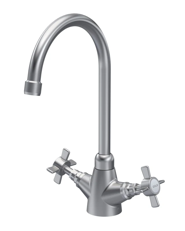 Image of Balterley Classic Mono Mixer Kitchen Tap with Crosshead Handles Brushed Nickel Metallics