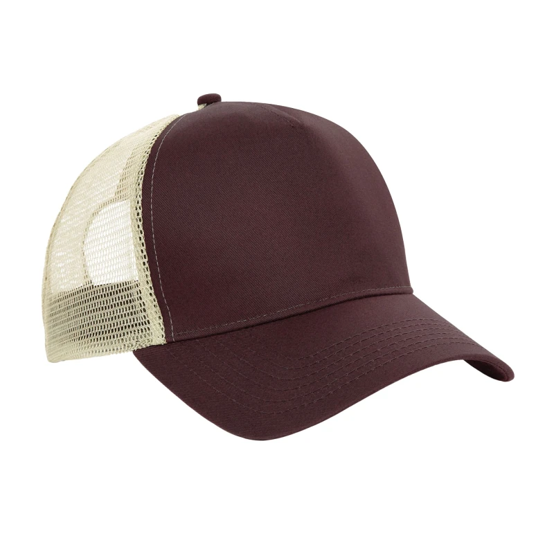 Image of Beechfield Beechfield Men Snapback Trucker Cap in Brown Brown One Size Male 5063377408065