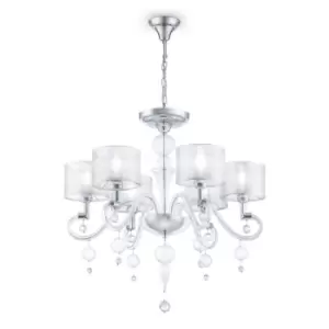 Image of Bubble Dreams Chandelier Chrome with Faric Shades, 6 Light, E14
