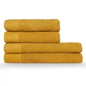 Image of Textured Weave Towels Ochre, Ochre / Hand Towel (50x90cm)