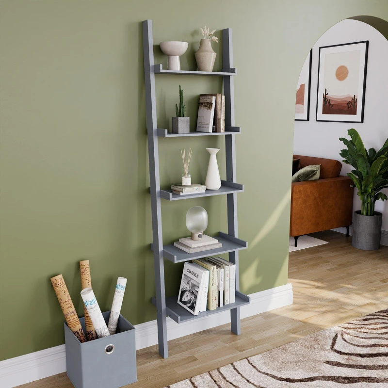 Image of Lassic Vida Designs York 5 Tier Ladder Bookcase Grey unisex 5 Tier