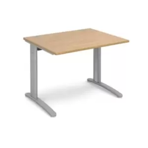 Image of Office Desk Rectangular Desk 1000mm Oak Tops With Silver Frames 800mm Depth TR10