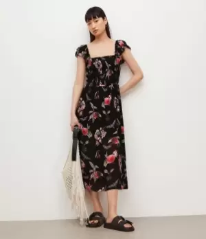 Image of AllSaints Womens Mali Soleil Dress, Black, Size: 14