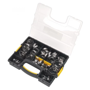 Image of Sealey SHCSS90AC Hose Clip Assortment 90pc Stainless Steel Ø10-57mm