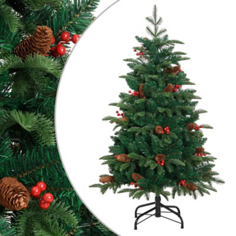 Image of VIDAXL Vidaxl - Artificial Hinged Christmas Tree with Cones and Berries 150cm 8721012117877