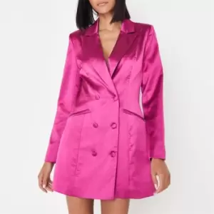 Image of Missguided Satin Double Breasted Blazer Dress - Pink