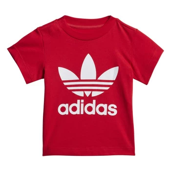 Image of adidas TREFOIL TEE boys's Childrens T shirt in Red - Sizes 12 / 18 months,18 / 24 months,3 / 6 months,6 / 9 months,9 / 12 months