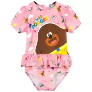 Image of Hey Duggee Girls Frill One Piece Swimsuit (5-6 Years) (Pink)