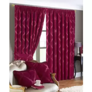 Image of Riva Home Winchester Pencil Pleat Curtains (66x72 (168x183cm)) (Raspberry) - Raspberry