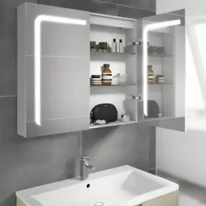 Image of Stratus 60 Aluminium LED Double Door Bathroom Cabinet 700mm h x 600mm w x 150mm d - HIB