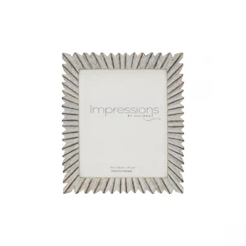 Image of 4" x 6" - IMPRESSIONS Sunburst White & Gold Resin Frame