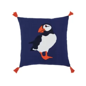 Image of Joules Puffin Cushion 45cm x 45cm, Navy