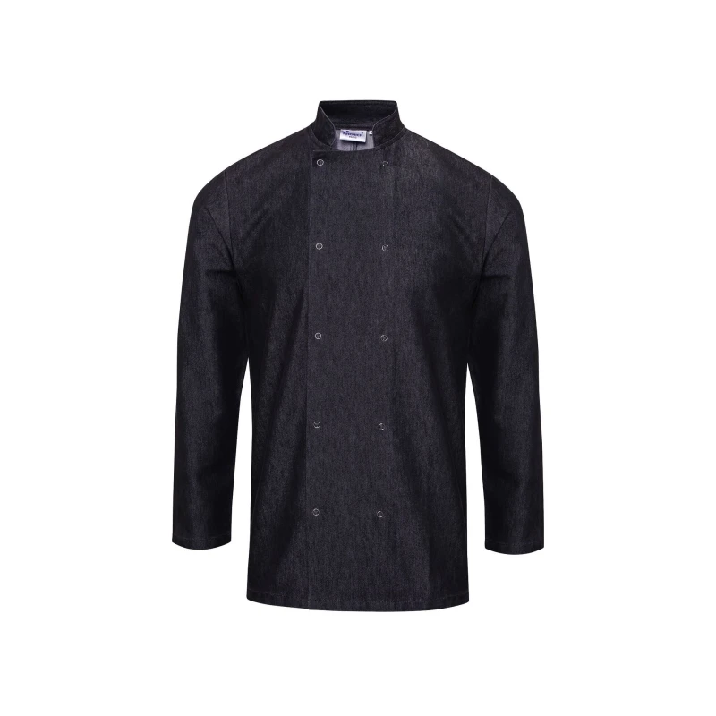 Image of Premier Premier Denim Chefs Jacket Pack of 2 in True Black Size: Medium True Black M Unisex 5059269108236