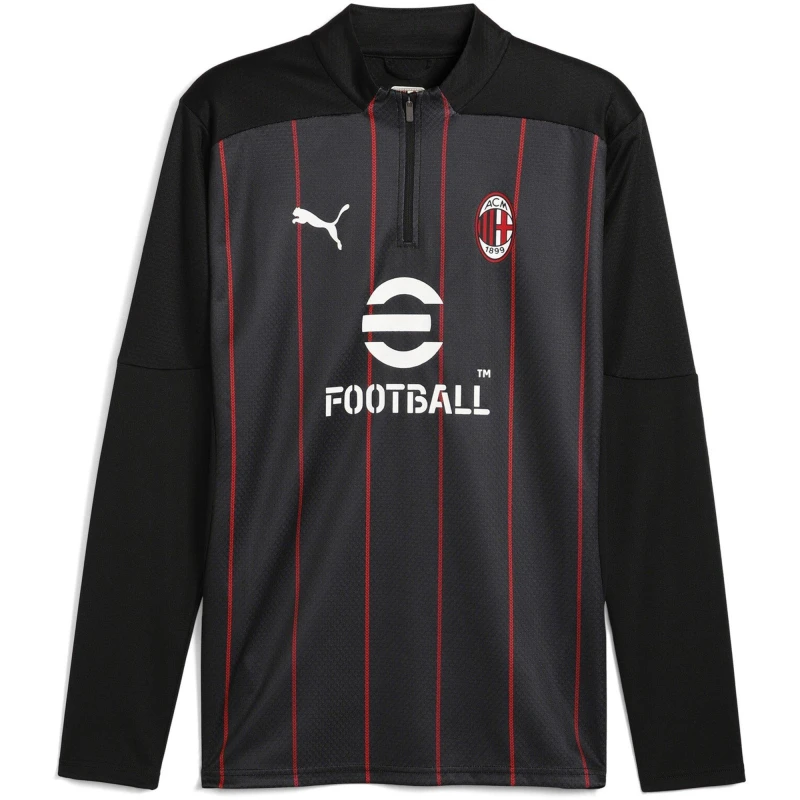 Image of Puma AC Milan Prematch Quarter Zip Top 2024 2025 Adults - Black S