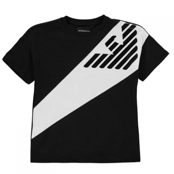 Image of Emporio Armani Stripe Logo T-Shirt Black Size 5 Years Boys
