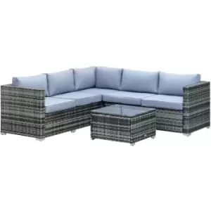 Image of Outsunny - 4 Pieces Rattan Furniture Sofa Set Chair w/ Corner Sofa Loveseat Grey - Grey