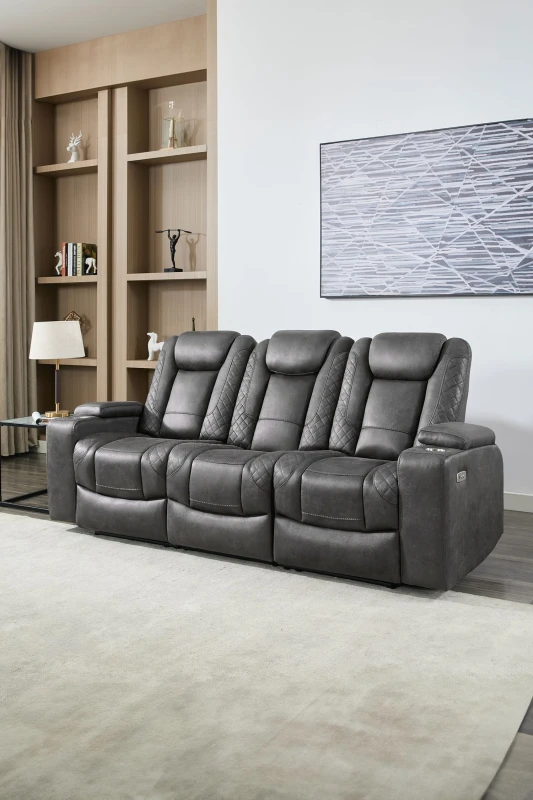 Image of More4Homes Ashton Electric Recliner 3 Seater Sofa Technology Fabric With Built-In Plugs & USB-C Charging Grey