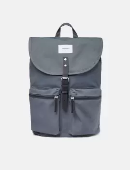 Image of Sandqvist Roald Backpack (Organic/Recycled) - Dark Slate/Black Leather