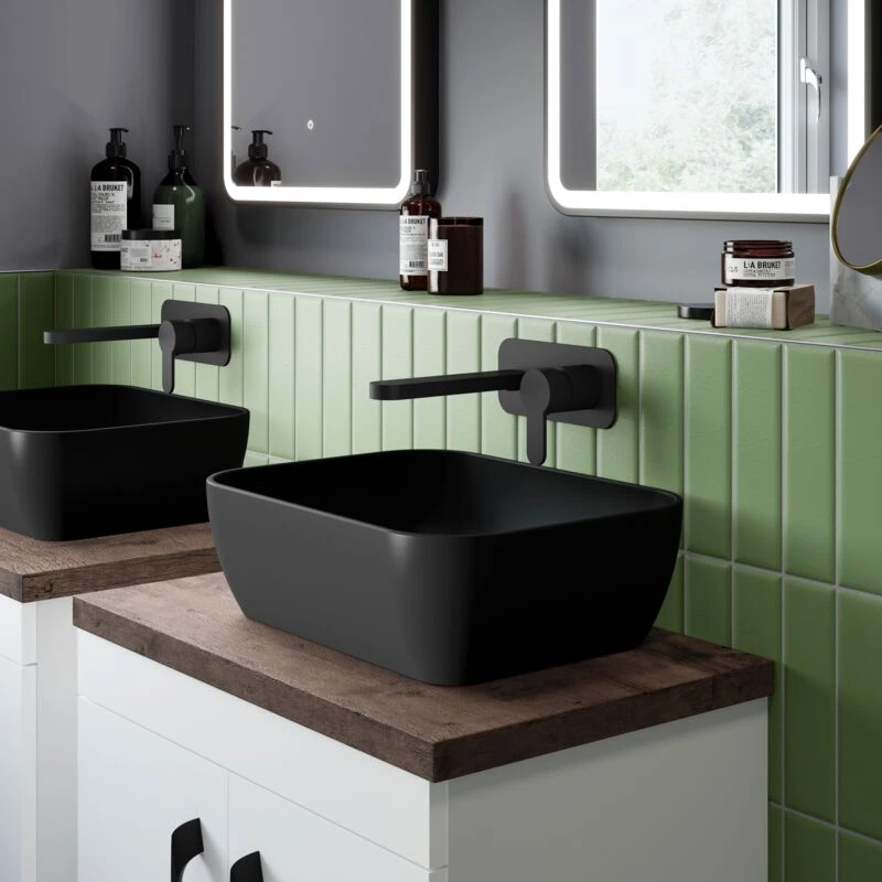 Image of NUIE Nuie - Vessel Square Sit-On Countertop Basin 455mm Wide - Matt Black NBV458