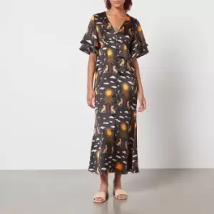 Image of Never Fully Dressed Running Wild Kirstin Printed Satin Dress - UK 12