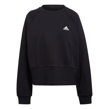 Image of adidas Essentials Studio Fleece Sweatshirt Womens - Black / White