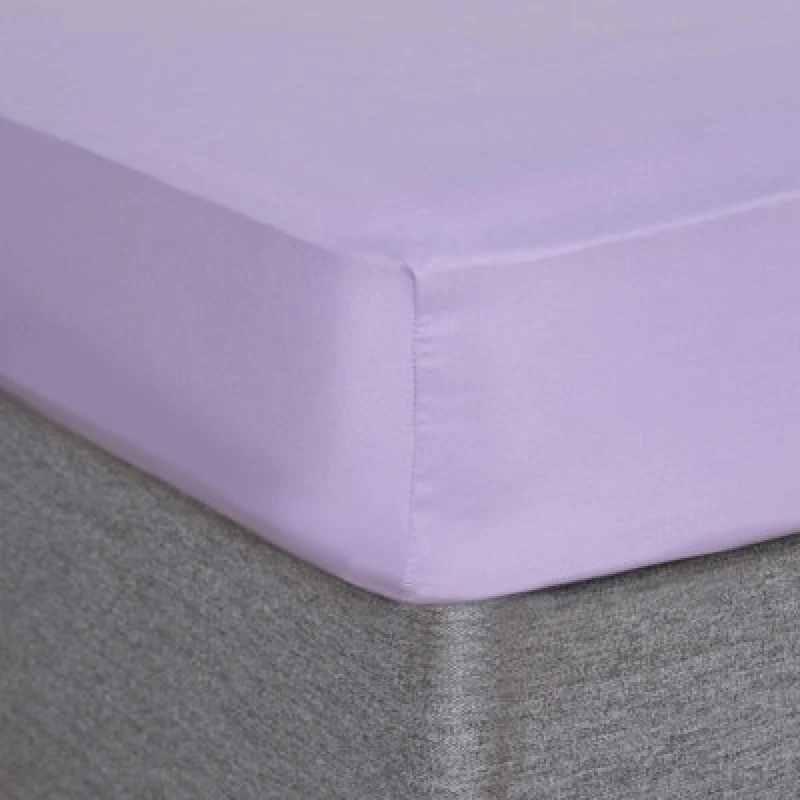 Image of OHS OHS Plain Dyed Non-Iron Fitted Bed Sheet in Lilac Size: Single Fitted Lilac Single Fitted Unisex 5027434198801
