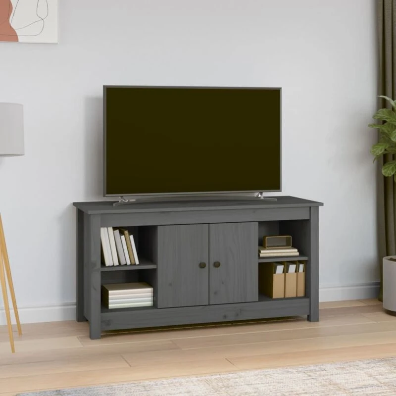 Image of vidaXL TV Cabinet Grey 103x36,5x52cm Solid Wood Pine, Grey 814576