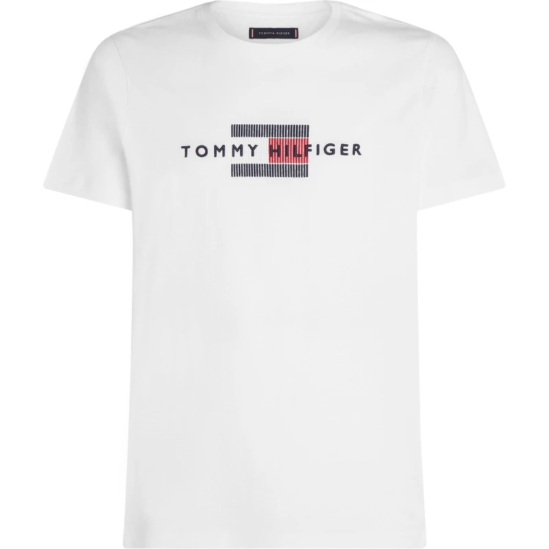 Image of Tommy Hilfiger Flag Embro T-Shirt White M