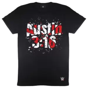 Image of WWE Mens 3:16 Stone Cold Steve Austin Shattered Logo T-Shirt (M) (Black/Red/White)