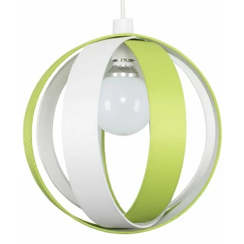 Image of Minisun - J90 Globe Ceiling Pendant Light Shade - Green & Cream - No Bulb