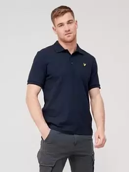 Image of Lyle & Scott Milano Textured Trim Polo Shirt, Navy Size M Men