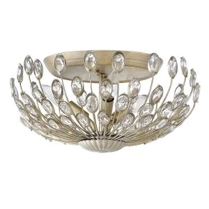 Image of 3 Light Flush Mount Multi Arm Ceiling Light Silver, E14