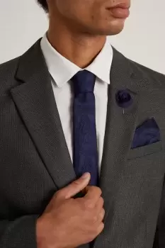 Image of Mens Paisley Wedding Tie Set With Matching Lapel Pin