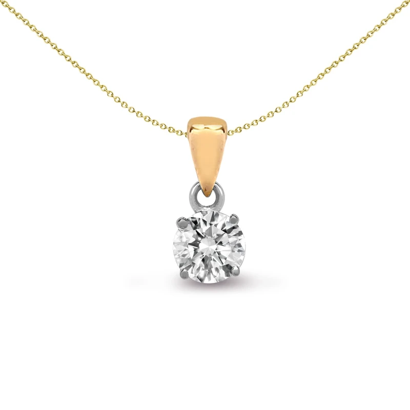 Image of Jewelco London 18ct Gold 0.35ct Diamond Solitaire Charm Pendant - 18P004-035 Gold