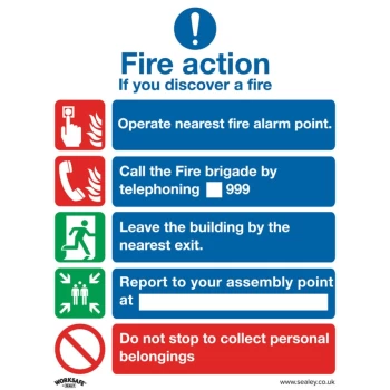 Image of Safety Sign - Fire Action Without Lift - Rigid Plastic