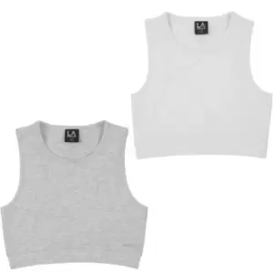 Image of LA Gear 2 Pack Cropped Vests Junior Girls - White