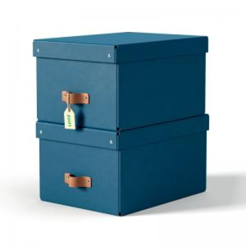 Image of Leitz Puro Storage Box with Lid Medium 17L Blue 100 Recycled Card Pack EXR70958AC