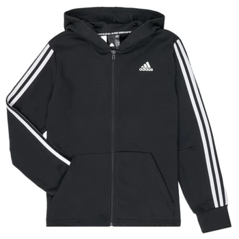Image of adidas Boys 3 Stripe Full Zip Hoodie - Black, Size 4-5 Years