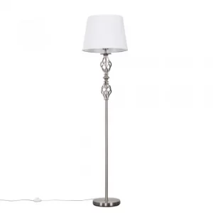 Image of Pembroke Brushed Chrome Twist Floor Lamp with White Aspen Shade