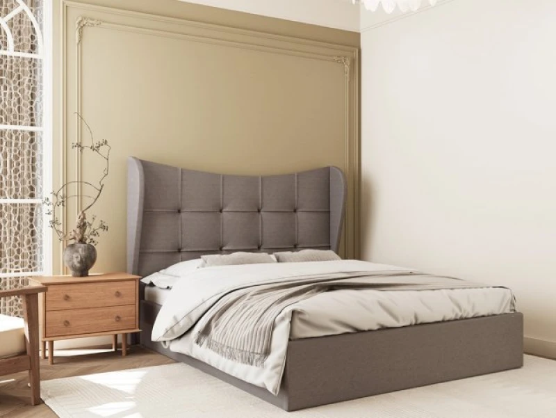 Image of Seconique Verona Brown Fabric Ottoman Bed Frame - 5ft King Size