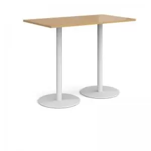 Image of Monza rectangular poseur table with flat round white bases 1400mm x