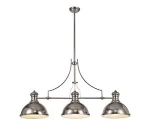 Image of Linear Ceiling Pendant, 3 x E27, Polished Nickel, Frosted Glass