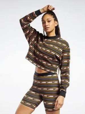 Image of Reebok Classics Printed Sweatshirt, Black, Size L, Women