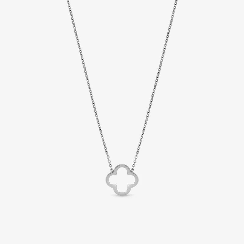 Image of Jon Richard Sterling Silver Plated Waterproof Clover Necklace Silver female One Size