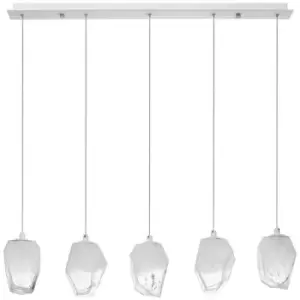 Image of Merano - Edison 5 Light Bar Pendant Ceiling Light White Colour Glass, White Metal LED G9
