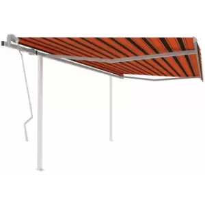 Image of Vidaxl - Manual Retractable Awning with Posts 4x3 m Orange and Brown Multicolour
