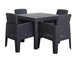 Image of Faro 4 Seater Black Cube Dining Set Black
