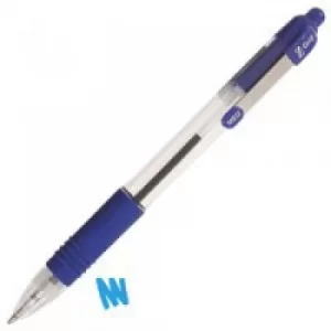 Image of Original Zebra Z Grip Retractable Ballpoint Pen Metal Clip Medium Blue Pack of 12 Pens
